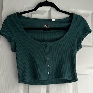 Dark Green crop top, PacSun, size XS, worn once, great condition